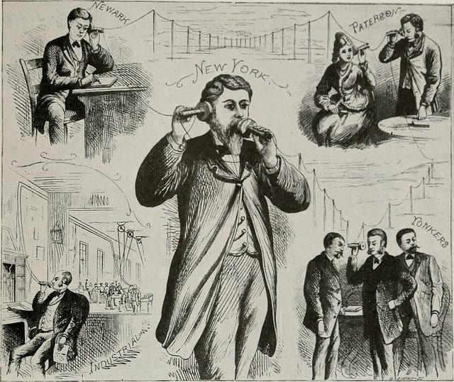 The figure marked New York may be considered as a public speaker delivering a lecture to be heard in the towns mentioned.